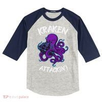 Kraken Attacking Release The Kraken Gifts For Kids Colorblock Raglan Jersey thumb 0