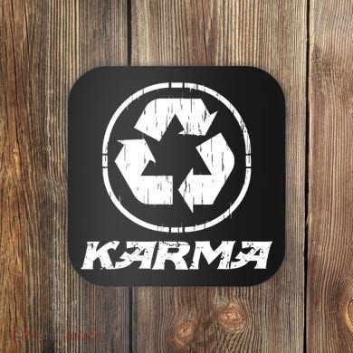 KARMA Yoga Meditation Peace Aum Recycle Coaster