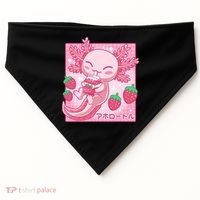 Kawaii Axolotl Strawberry Milk Shake Japanese Anime USA-Made Doggie Bandana thumb 0