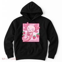Kawaii Axolotl Strawberry Milk Shake Japanese Anime Hoodie thumb 0