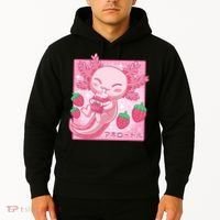 Kawaii Axolotl Strawberry Milk Shake Japanese Anime Hoodie thumb 2