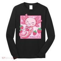 Kawaii Axolotl Strawberry Milk Shake Japanese Anime Long Sleeve Shirt thumb 0