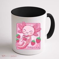 Kawaii Axolotl Strawberry Milk Shake Japanese Anime Coffee Mug thumb 1