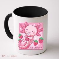 Kawaii Axolotl Strawberry Milk Shake Japanese Anime Coffee Mug thumb 0
