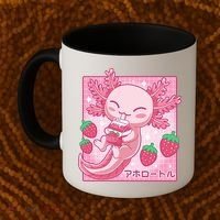 Kawaii Axolotl Strawberry Milk Shake Japanese Anime Coffee Mug thumb 2
