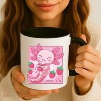 Kawaii Axolotl Strawberry Milk Shake Japanese Anime Coffee Mug thumb 3