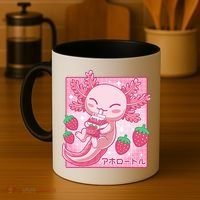 Kawaii Axolotl Strawberry Milk Shake Japanese Anime Coffee Mug thumb 4
