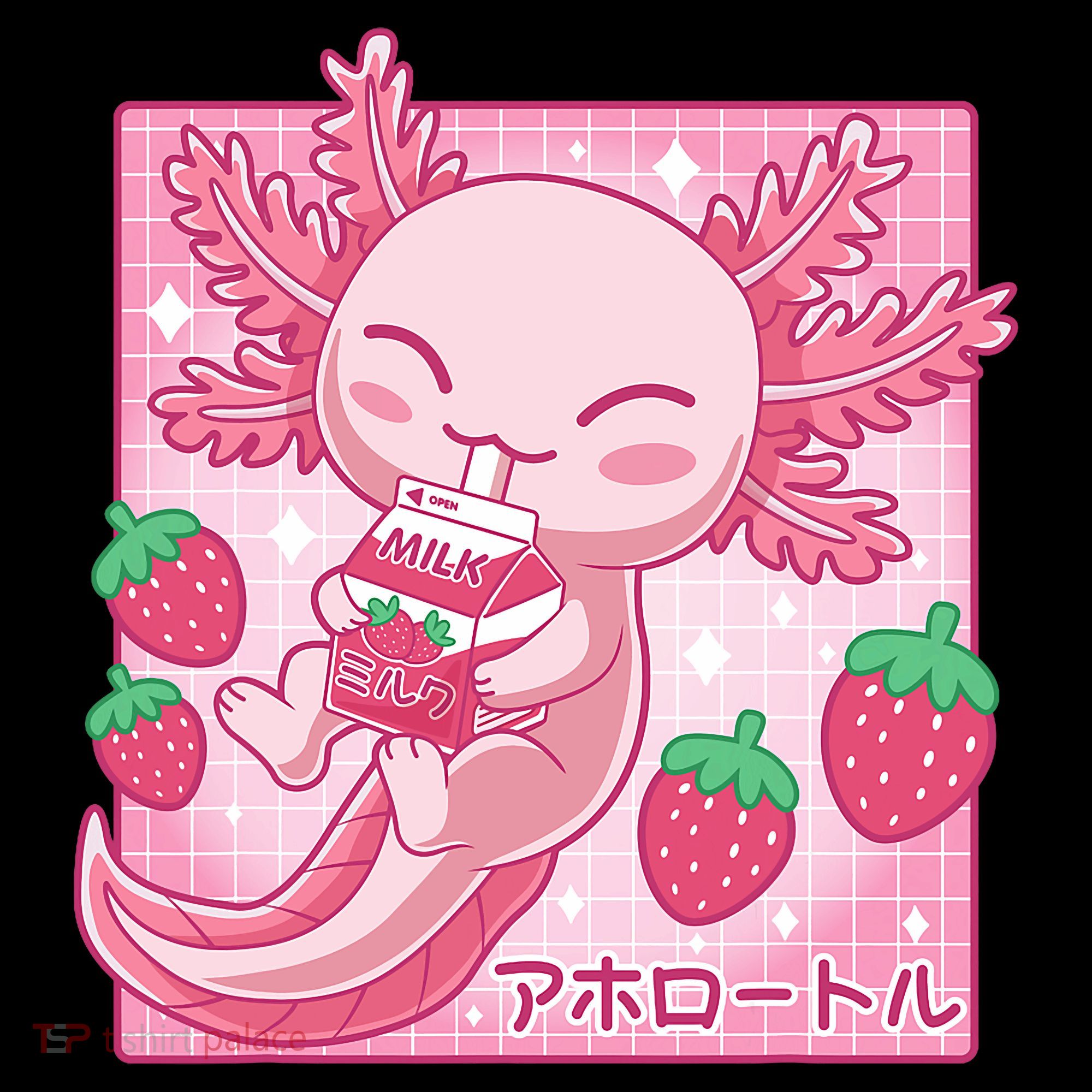 Kawaii Axolotl Strawberry Milk Shake Japanese Anime Coffee Mug