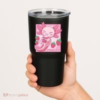 Kawaii Axolotl Strawberry Milk Shake Japanese Anime Tumbler thumb 2