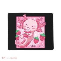 Kawaii Axolotl Strawberry Milk Shake Japanese Anime Mousepad thumb 0