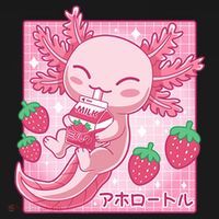 Kawaii Axolotl Strawberry Milk Shake Japanese Anime Mousepad thumb 1
