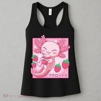 Kawaii Axolotl Strawberry Milk Shake Japanese Anime Women's Tank Top thumb 3