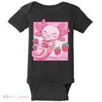 Kawaii Axolotl Strawberry Milk Shake Japanese Anime Baby Bodysuit thumb 0