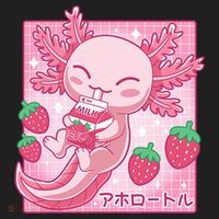Kawaii Axolotl Strawberry Milk Shake Japanese Anime Hat thumb 2