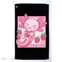 Kawaii Axolotl Strawberry Milk Shake Japanese Anime Golf Towel thumb 0