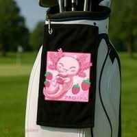 Kawaii Axolotl Strawberry Milk Shake Japanese Anime Golf Towel thumb 2