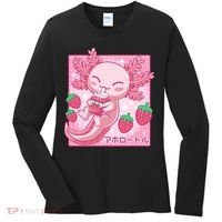 Kawaii Axolotl Strawberry Milk Shake Japanese Anime Women's Long Sleeve Shirt thumb 0