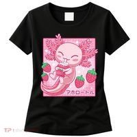 Kawaii Axolotl Strawberry Milk Shake Japanese Anime Women's T-Shirt thumb 0