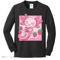 Kawaii Axolotl Strawberry Milk Shake Japanese Anime Kids Long Sleeve Shirt thumb 0