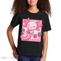 Kawaii Axolotl Strawberry Milk Shake Japanese Anime Kids T-Shirt thumb 2