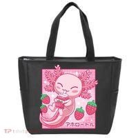 Kawaii Axolotl Strawberry Milk Shake Japanese Anime Tote Bag thumb 0