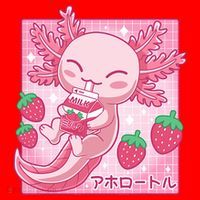 Kawaii Axolotl Strawberry Milk Shake Japanese Anime Santa Hat thumb 1