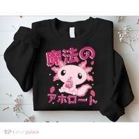 Kawaii Axolotl Strawberry Milk Shake Japanese Anime Sweatshirt thumb 2