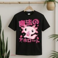 Kawaii Axolotl Strawberry Milk Shake Japanese Anime T-Shirt thumb 2