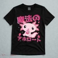 Kawaii Axolotl Strawberry Milk Shake Japanese Anime T-Shirt thumb 5