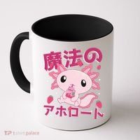 Kawaii Axolotl Strawberry Milk Shake Japanese Anime Coffee Mug thumb 0