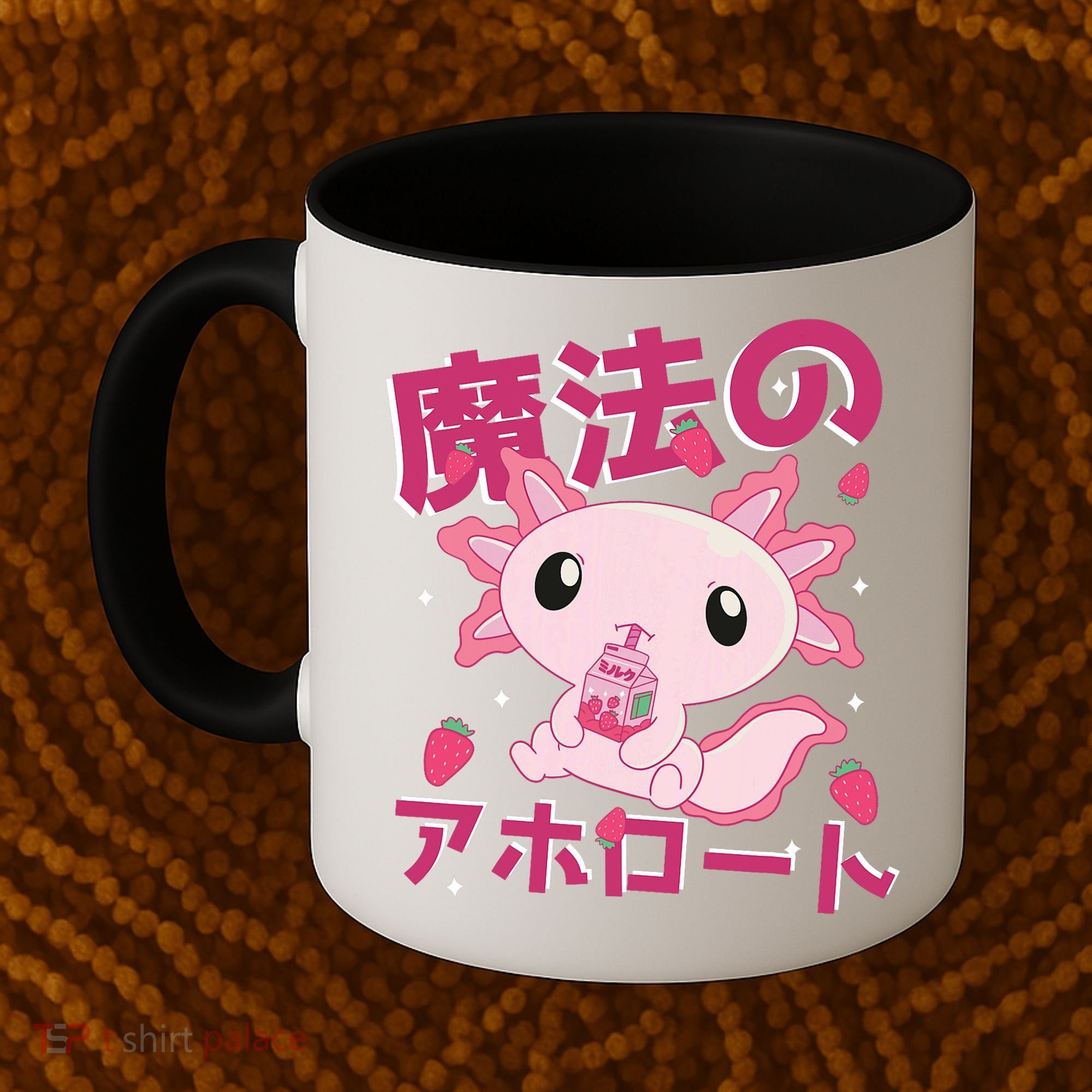 Kawaii Axolotl Strawberry Milk Shake Japanese Anime Coffee Mug