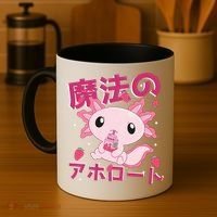 Kawaii Axolotl Strawberry Milk Shake Japanese Anime Coffee Mug thumb 4