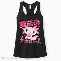 Kawaii Axolotl Strawberry Milk Shake Japanese Anime Women's Tank Top thumb 0