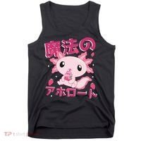 Kawaii Axolotl Strawberry Milk Shake Japanese Anime Tank Top thumb 0
