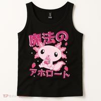 Kawaii Axolotl Strawberry Milk Shake Japanese Anime Tank Top thumb 2