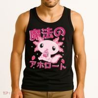 Kawaii Axolotl Strawberry Milk Shake Japanese Anime Tank Top thumb 3
