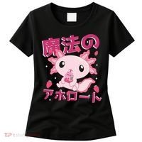 Kawaii Axolotl Strawberry Milk Shake Japanese Anime Women's T-Shirt thumb 0