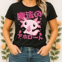 Kawaii Axolotl Strawberry Milk Shake Japanese Anime Women's T-Shirt thumb 2