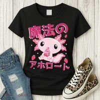 Kawaii Axolotl Strawberry Milk Shake Japanese Anime Women's T-Shirt thumb 3