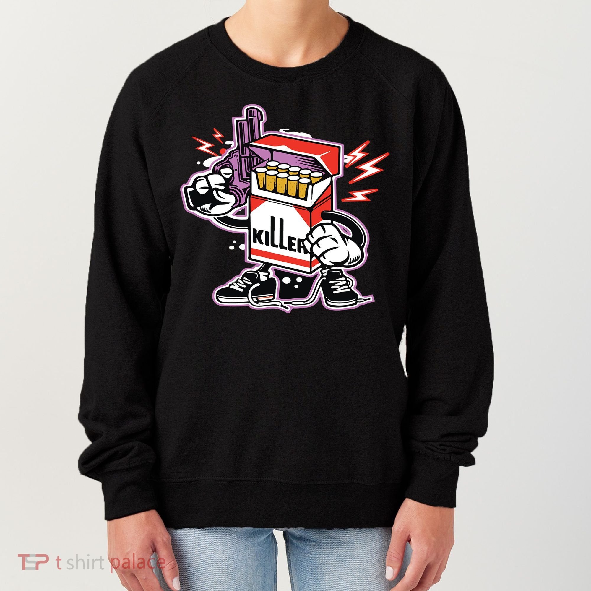 Killer Anti Smoking Cigarettes Funny Graffiti Cartoon Women's Sweatshirt