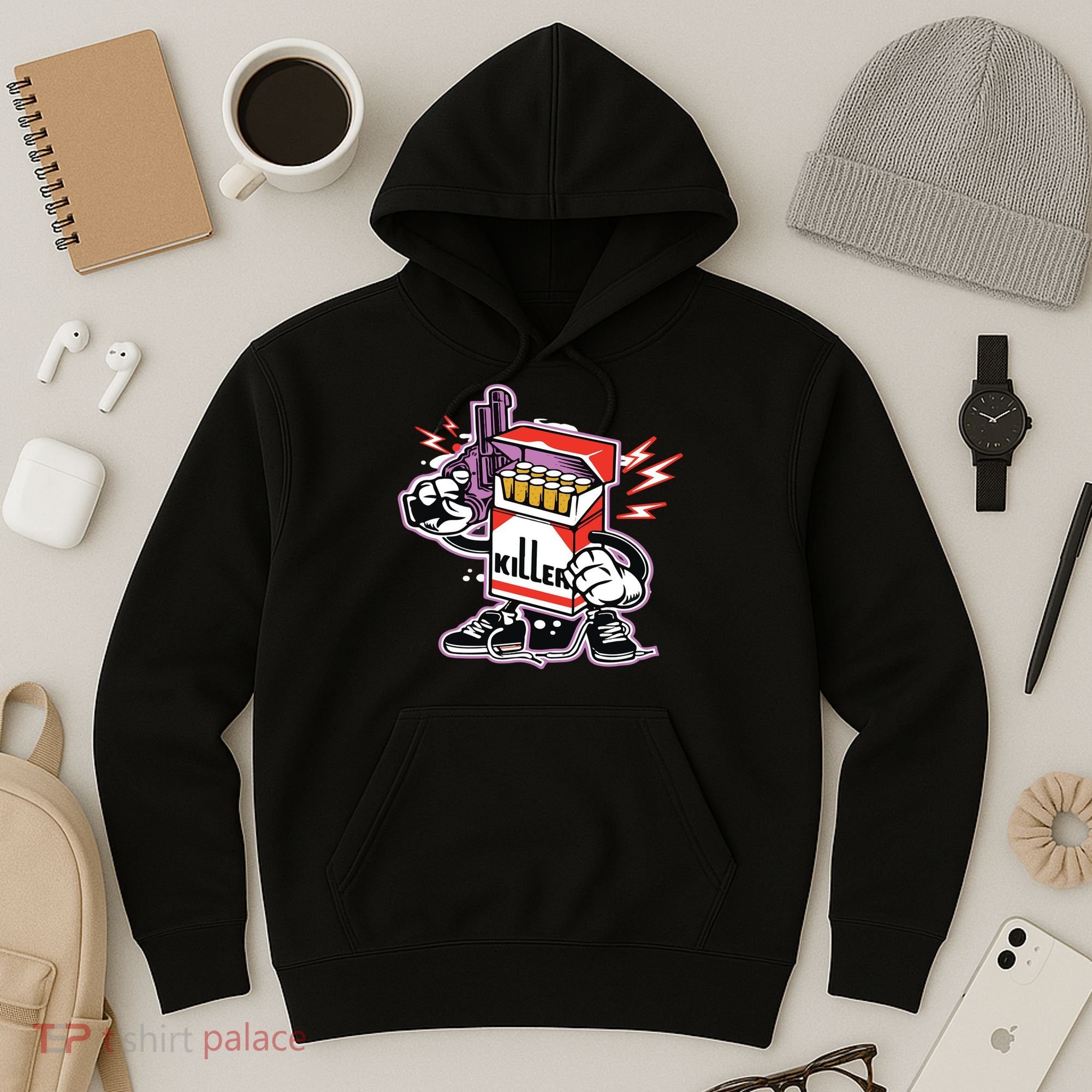 Killer Anti Smoking Cigarettes Funny Graffiti Cartoon Hoodie