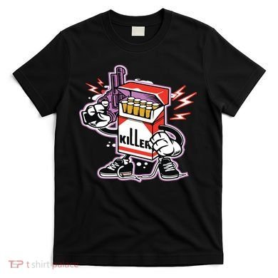 Killer Anti Smoking Cigarettes Funny Graffiti Cartoon T-Shirt