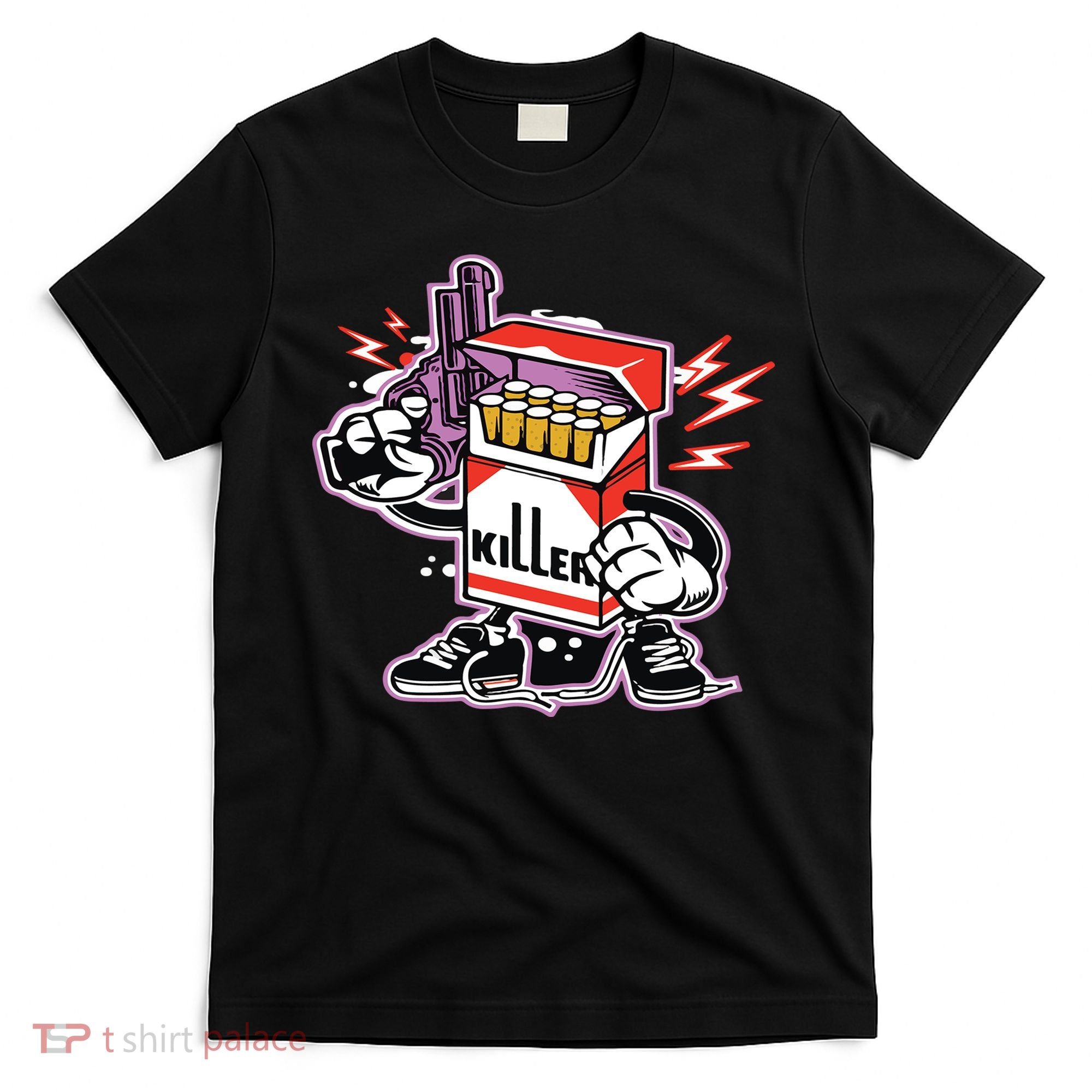 Killer Anti Smoking Cigarettes Funny Graffiti Cartoon T-Shirt