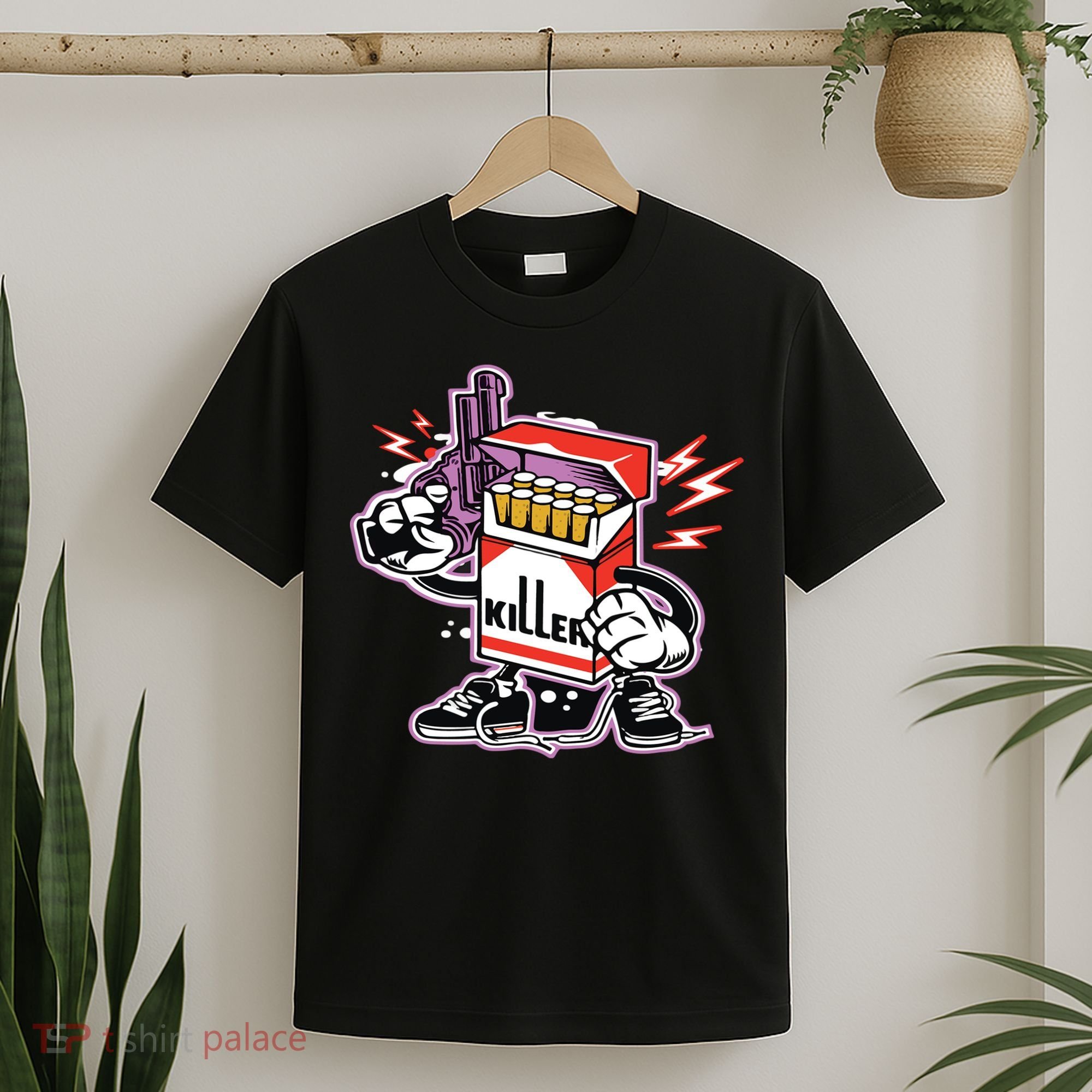 Killer Anti Smoking Cigarettes Funny Graffiti Cartoon T-Shirt