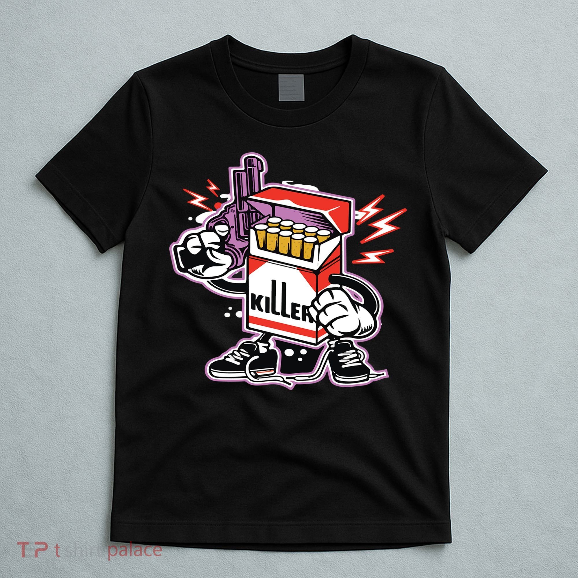 Killer Anti Smoking Cigarettes Funny Graffiti Cartoon T-Shirt