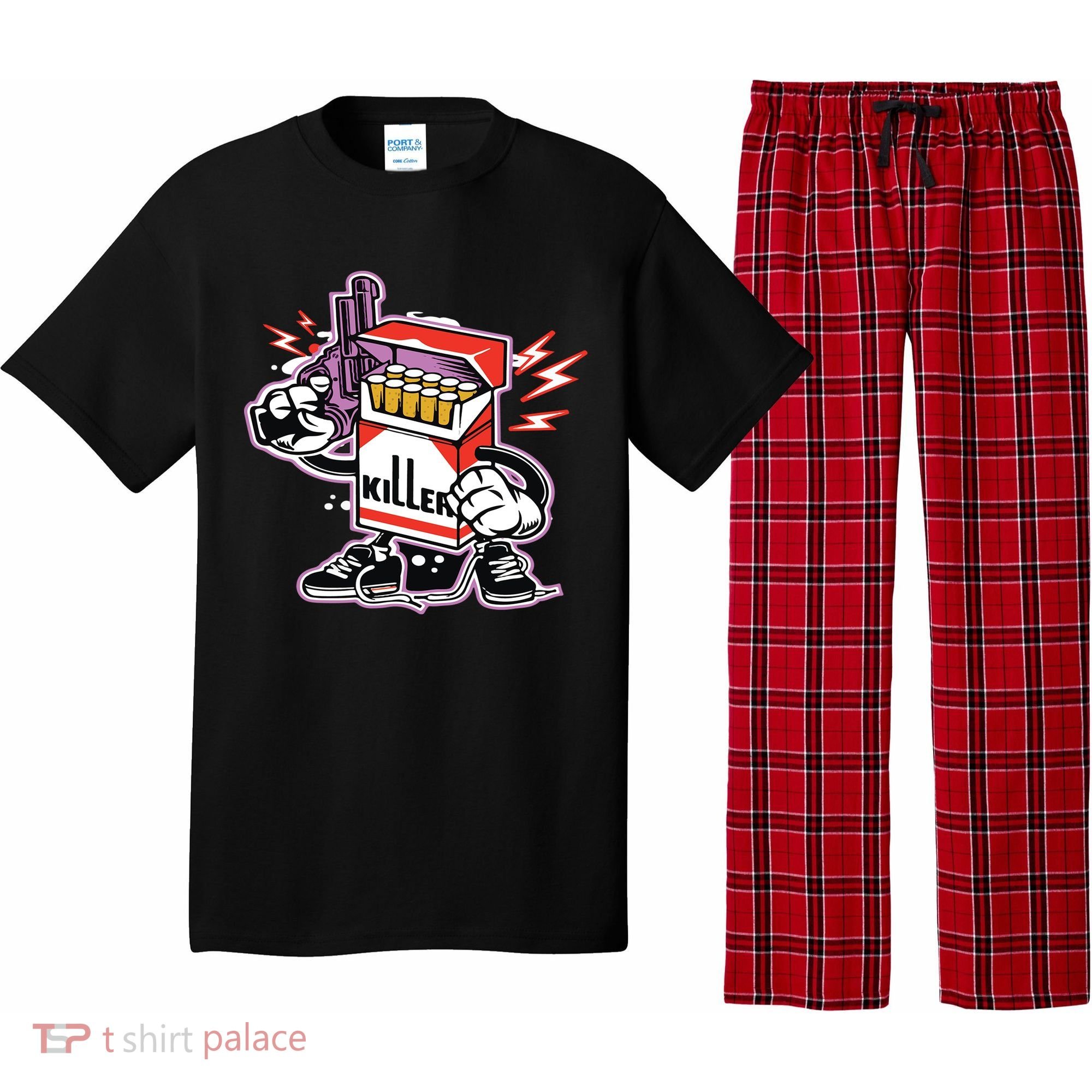Killer Anti Smoking Cigarettes Funny Graffiti Cartoon Pajama Set