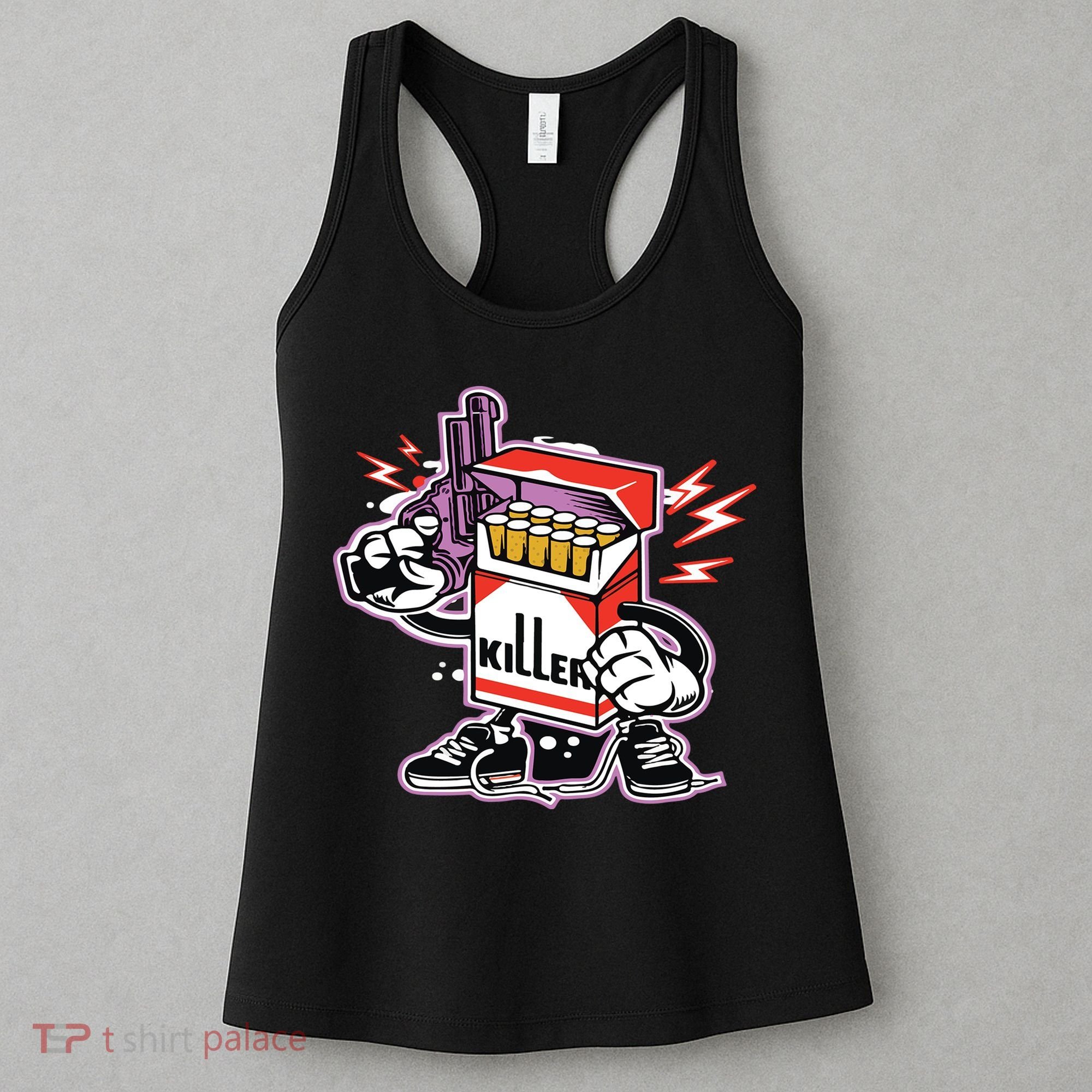 Killer Anti Smoking Cigarettes Funny Graffiti Cartoon Women's Tank Top