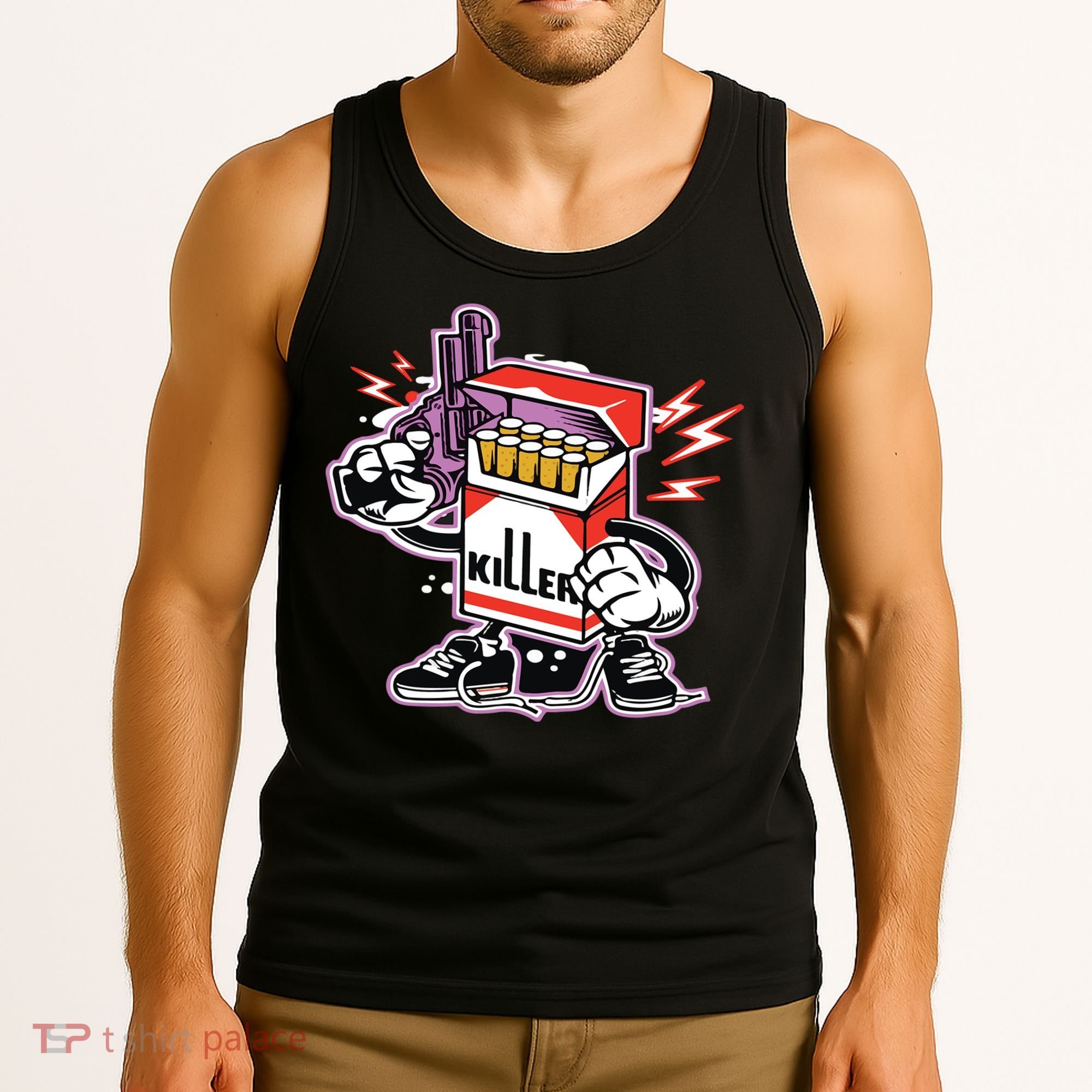 Killer Anti Smoking Cigarettes Funny Graffiti Cartoon Tank Top