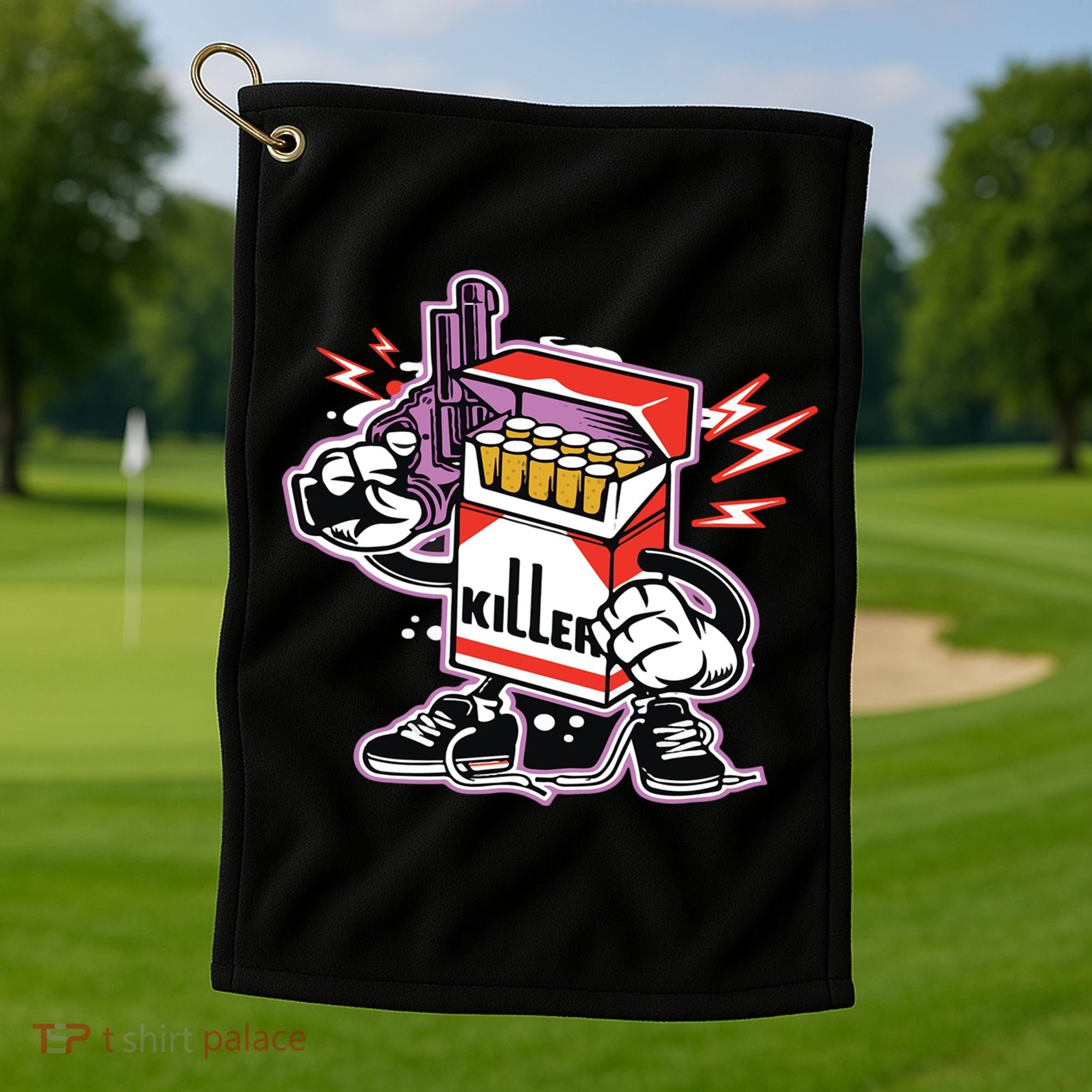 Killer Anti Smoking Cigarettes Funny Graffiti Cartoon Golf Towel