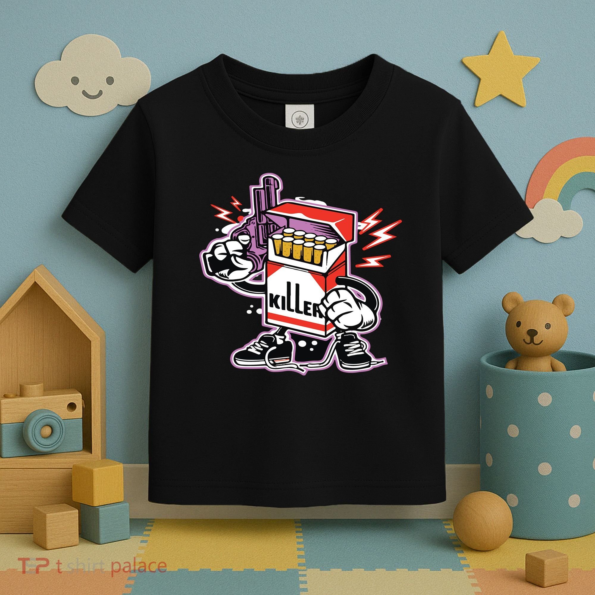 Killer Anti Smoking Cigarettes Funny Graffiti Cartoon Toddler T-Shirt